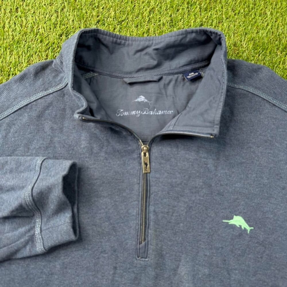 Tommy Bahama Gray 1/4 Zip Sweatshirt Men’s 4XB Pullover Tropical Preppy Classic